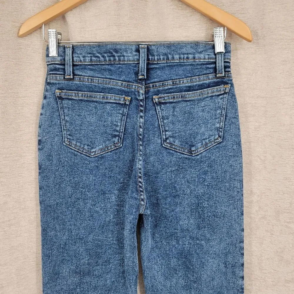 X-AM Jeans Vintage Acid Wash Women's Blue Jeans Stretch High Rise Skinny Mom